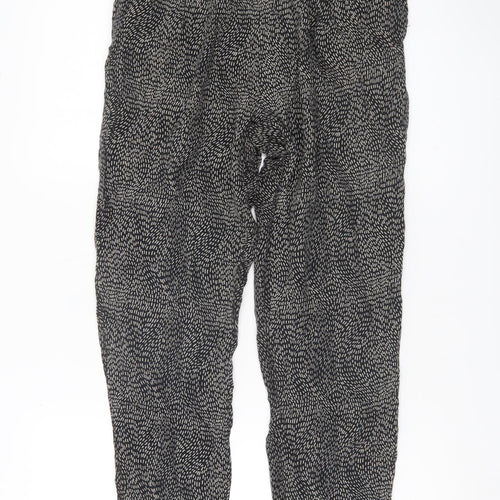H&M Women’s Black XS Geometric Print Lightweight Viscose Trousers