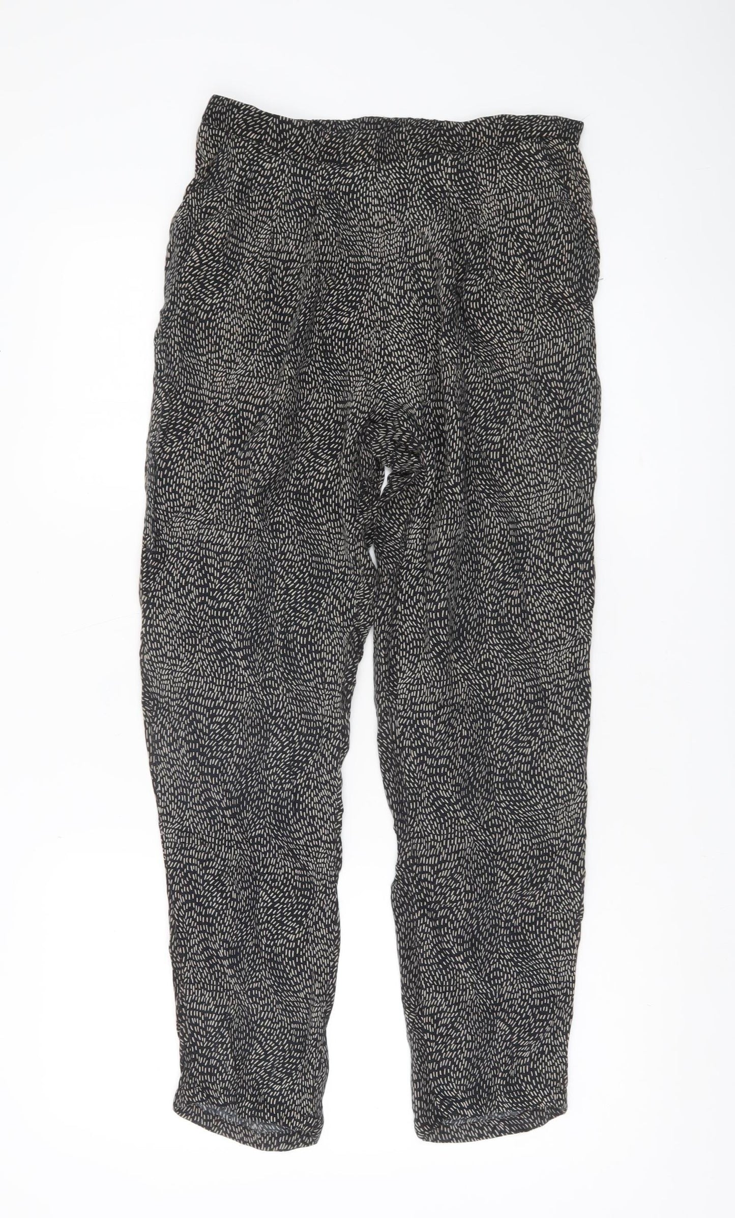 H&M Women’s Black XS Geometric Print Lightweight Viscose Trousers