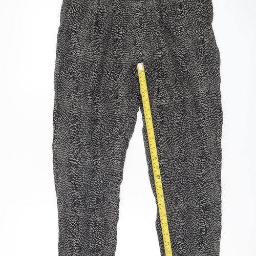 H&M Women’s Black XS Geometric Print Lightweight Viscose Trousers