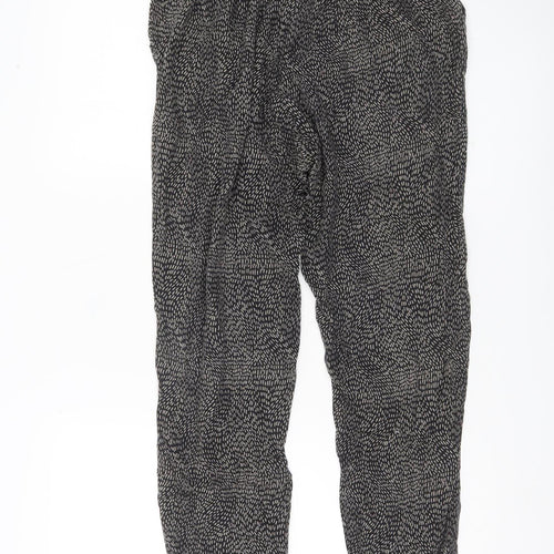 H&M Women’s Black XS Geometric Print Lightweight Viscose Trousers