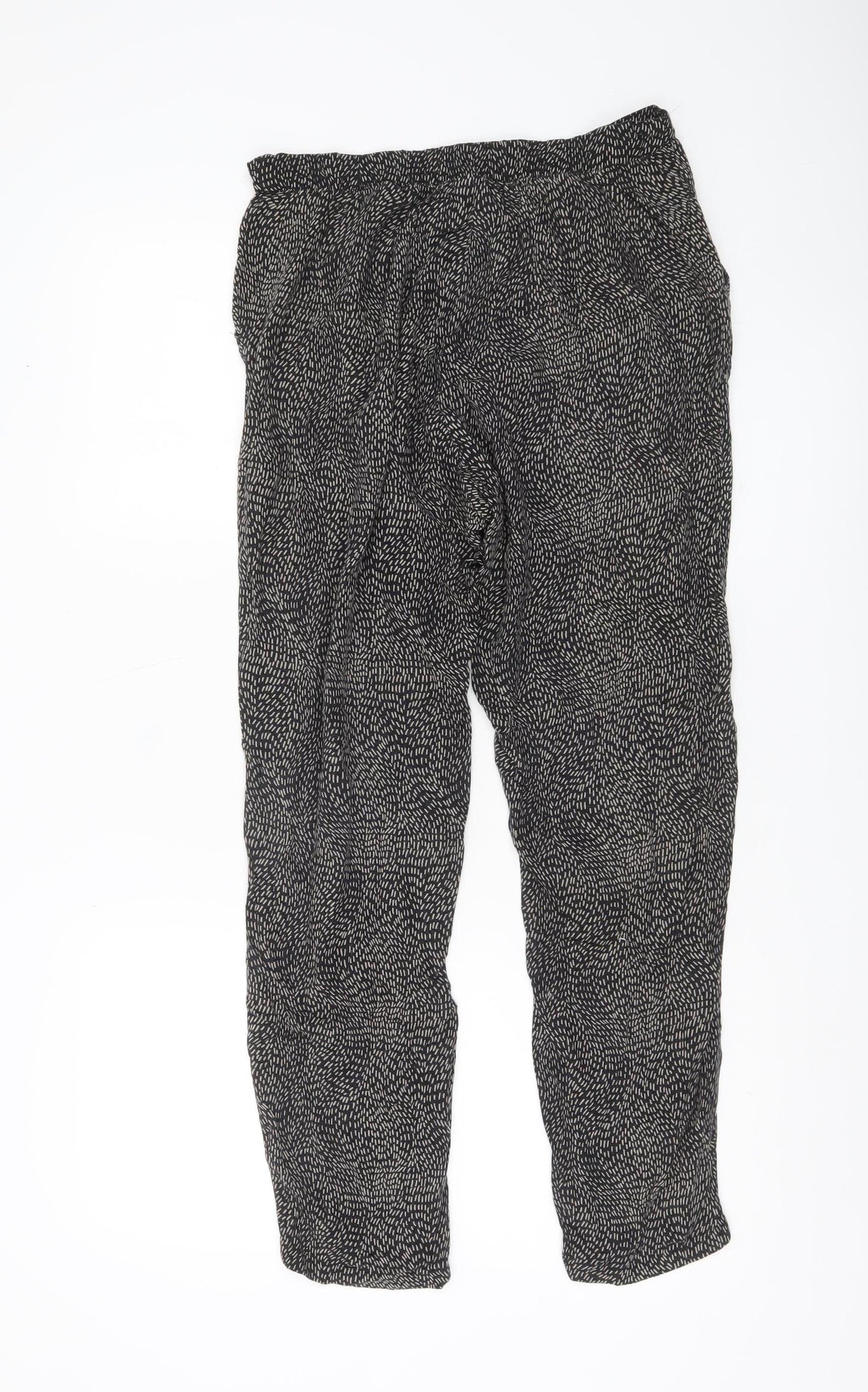 H&M Women’s Black XS Geometric Print Lightweight Viscose Trousers