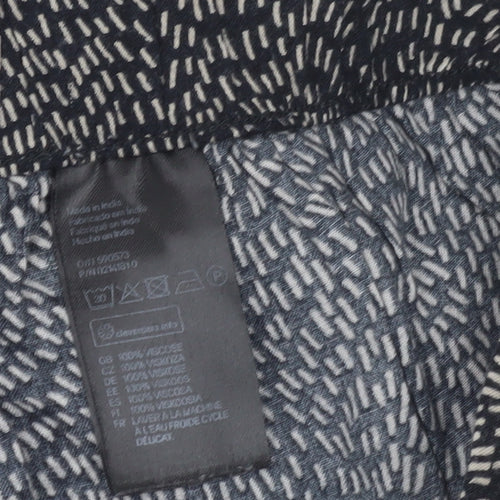 H&M Women’s Black XS Geometric Print Lightweight Viscose Trousers