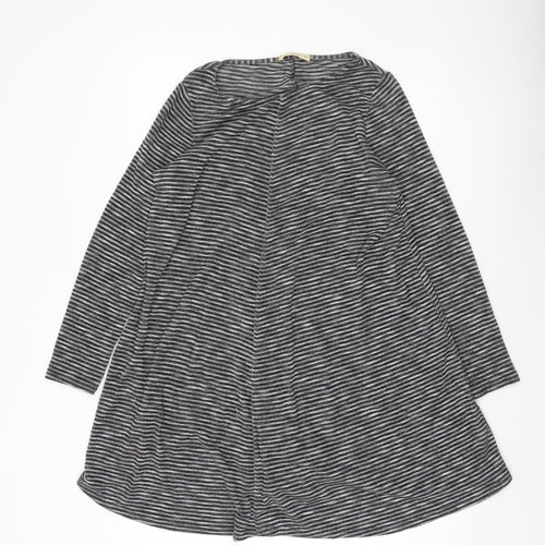 Mango Women Grey Striped Tunic Top Size 12 Long Sleeve Knit