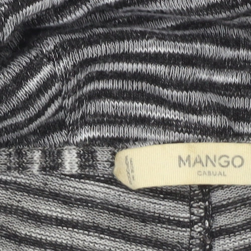 Mango Women Grey Striped Tunic Top Size 12 Long Sleeve Knit