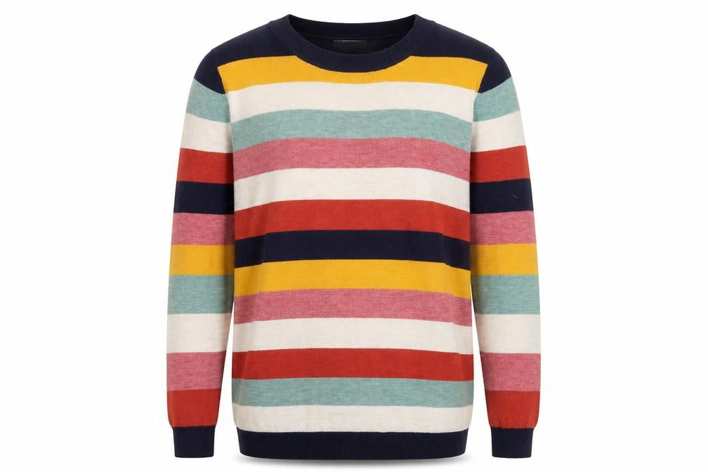 Front view of Monsoon women’s multicoloured striped jumper s