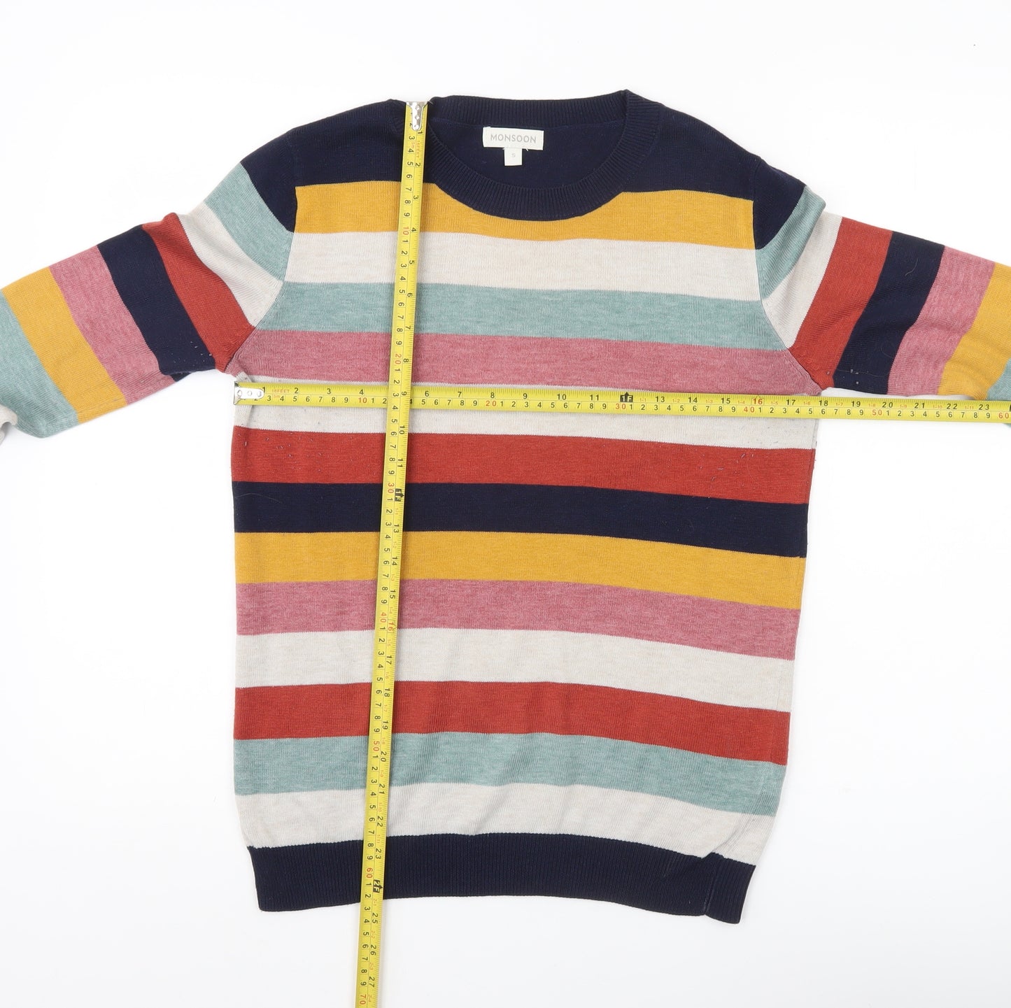 Monsoon Womens Multicoloured Striped Pullover Jumper S