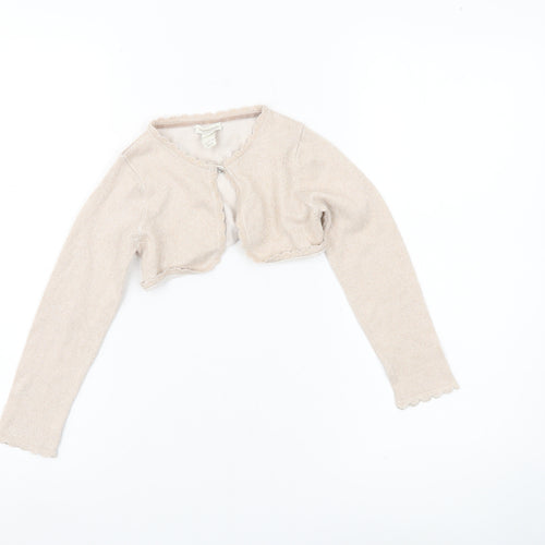 Monsoon Girls Beige Shrug Cardigan 5-6 Years Long Sleeve Party Wear
