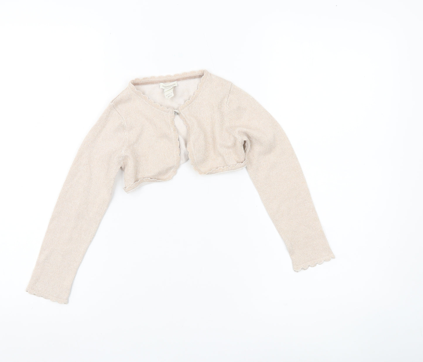 Monsoon Girls Beige Shrug Cardigan 5-6 Years Long Sleeve Party Wear