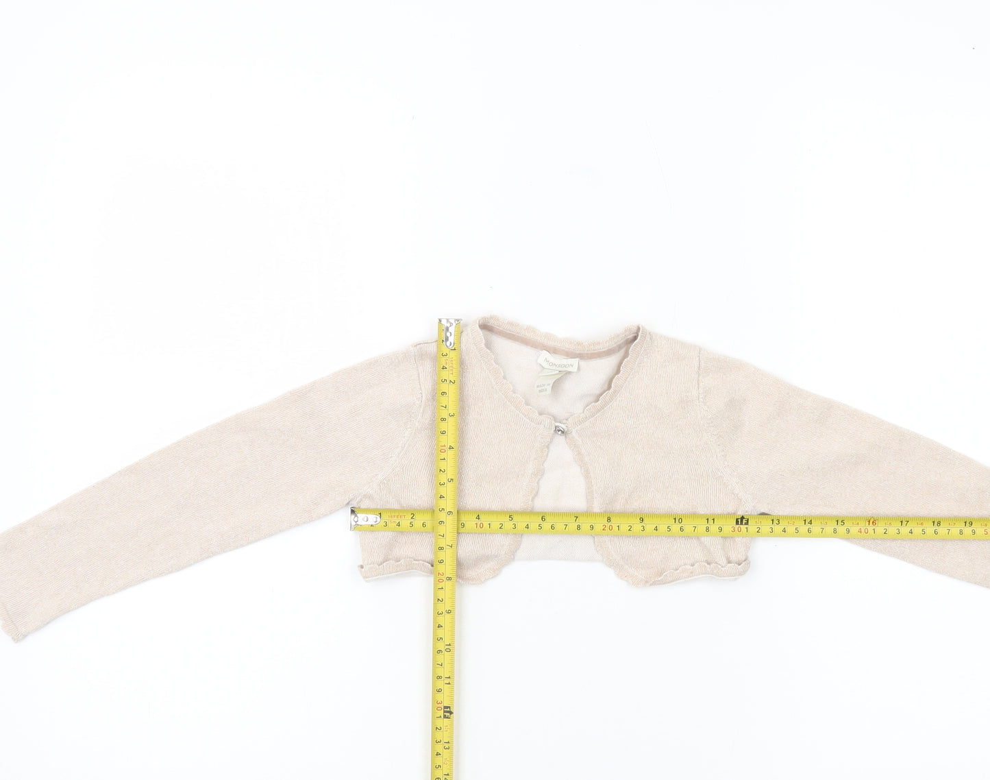 Monsoon Girls Beige Shrug Cardigan 5-6 Years Long Sleeve Party Wear