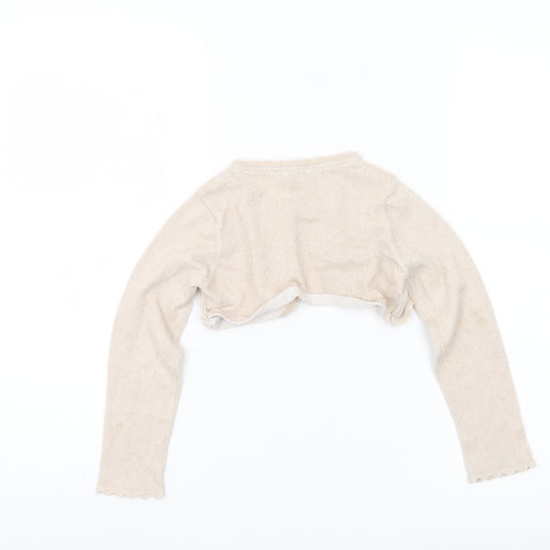 Monsoon Girls Beige Shrug Cardigan 5-6 Years Long Sleeve Party Wear