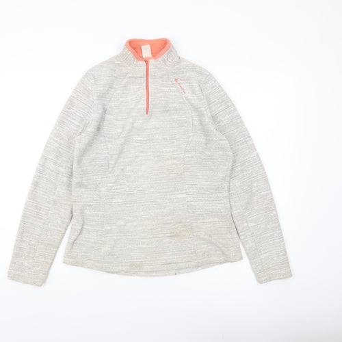 Decathlon Women’s Beige Fleece Sweatshirt L 1/4 Zip Pullover Outdoor