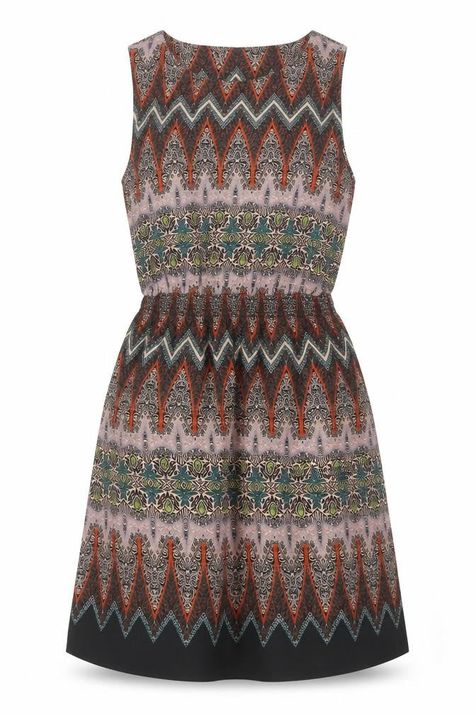 Front view of New Look Women’s Multicoloured Geometric Shift Dress, size UK 10