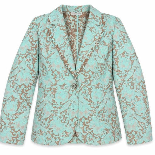 Frankenwalder Women’s Green Floral Jacquard Blazer Size 16