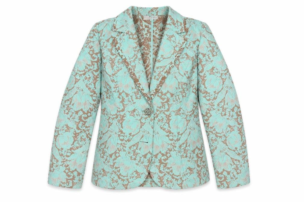 Frankenwalder Women’s Green Floral Jacquard Blazer Size 16