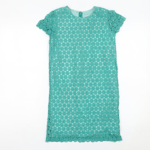 Jigsaw Junior Girls Green Lace Shift Dress 10-11 Years Party Wedding