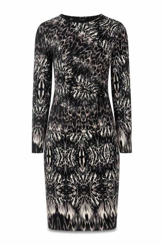 Front view of Star by Julien Macdonald Debenhams Women’s Multicoloured Animal Print Bodycon Dress, size UK 12
