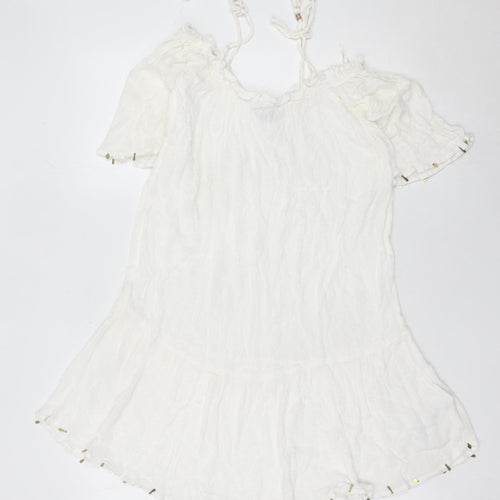 Matthew Williamson Women’s White Kaftan Dress Size S Tasselled Summer