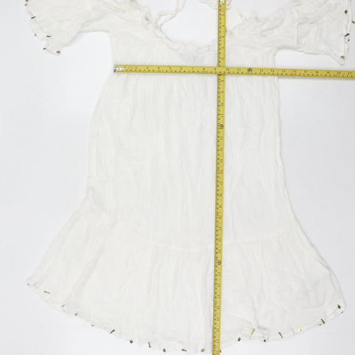Matthew Williamson Women’s White Kaftan Dress Size S Tasselled Summer