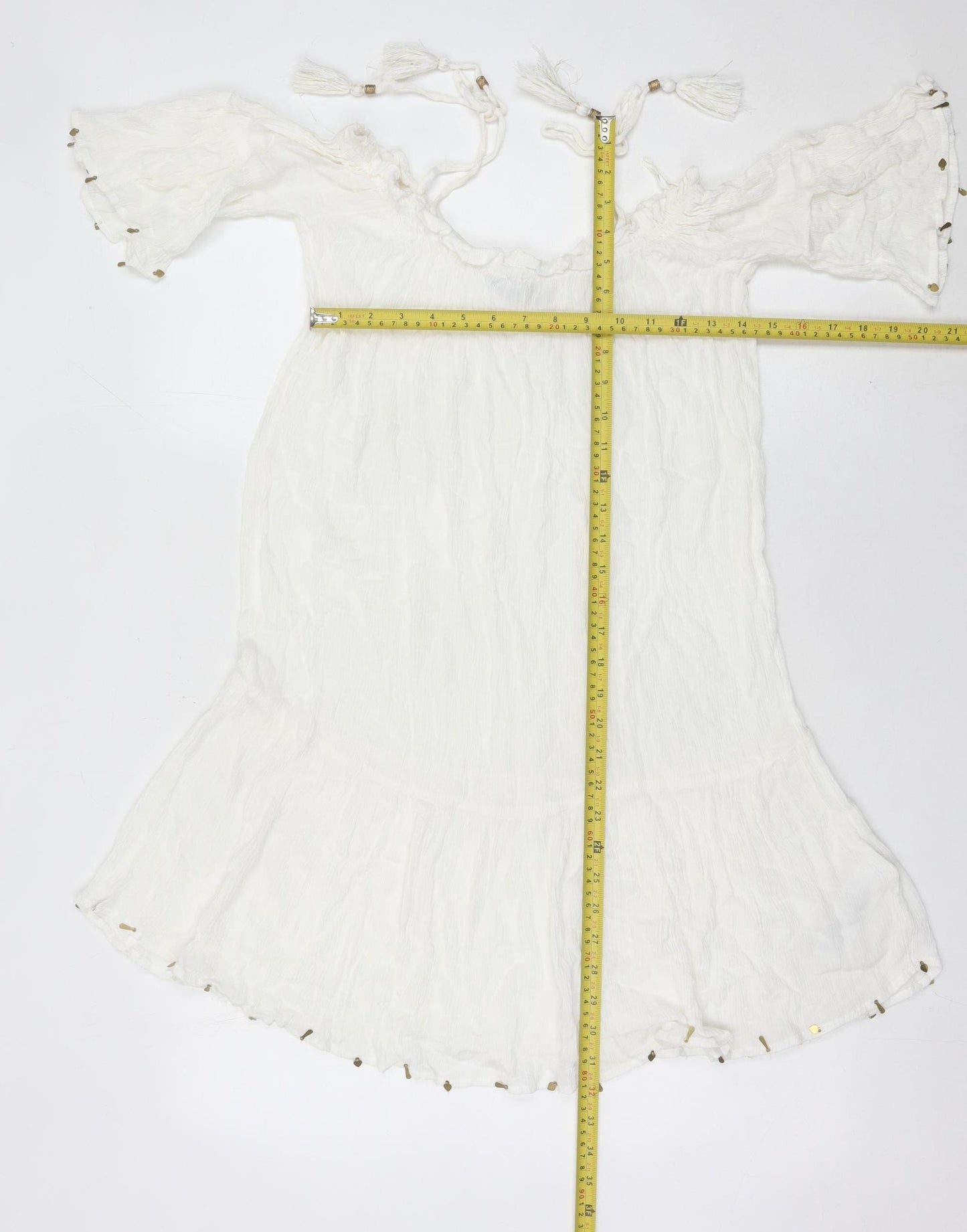 Matthew Williamson Women’s White Kaftan Dress Size S Tasselled Summer