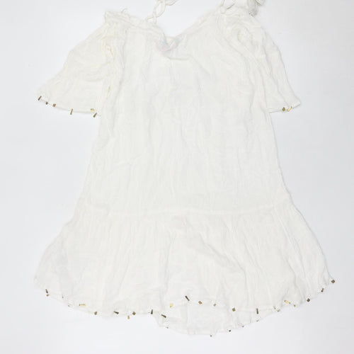 Matthew Williamson Women’s White Kaftan Dress Size S Tasselled Summer