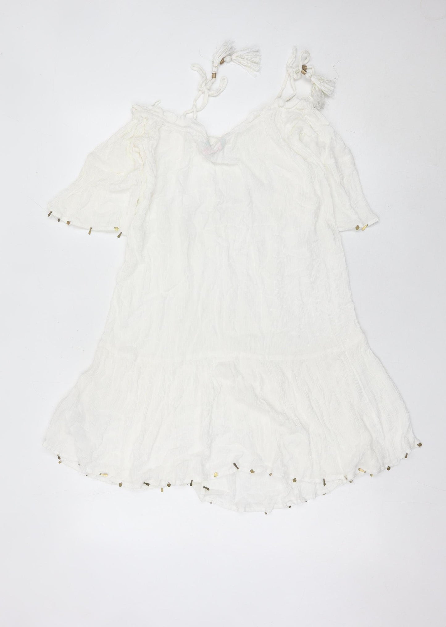 Matthew Williamson Women’s White Kaftan Dress Size S Tasselled Summer