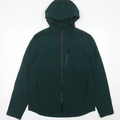 Marks and Spencer Men’s Green Hooded Softshell Jacket M 38-40" Regular Zip