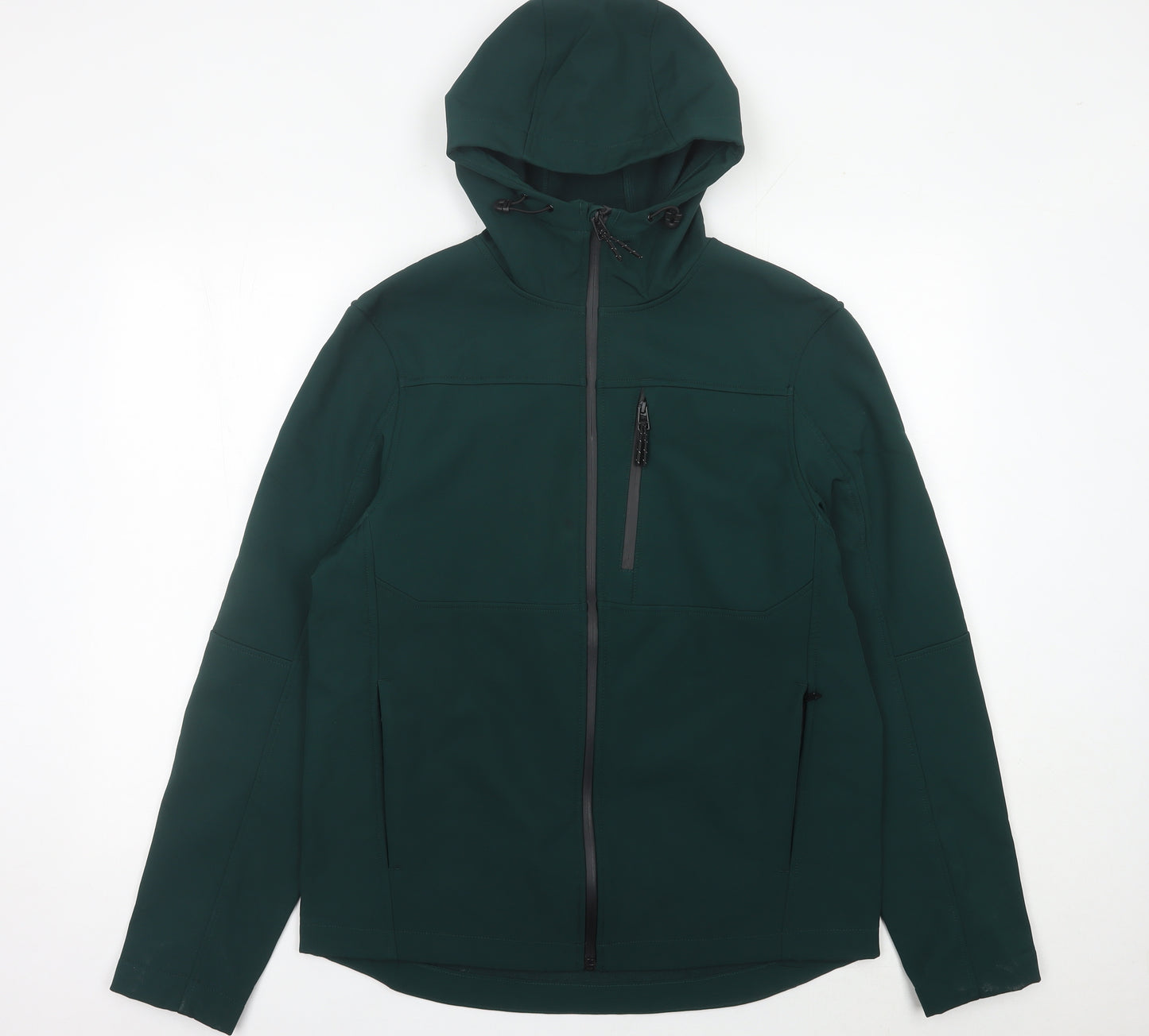 Marks and Spencer Men’s Green Hooded Softshell Jacket M 38-40" Regular Zip