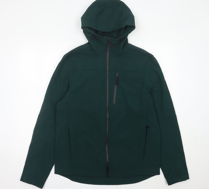 Marks and Spencer Men’s Green Hooded Softshell Jacket M 38-40" Regular Zip