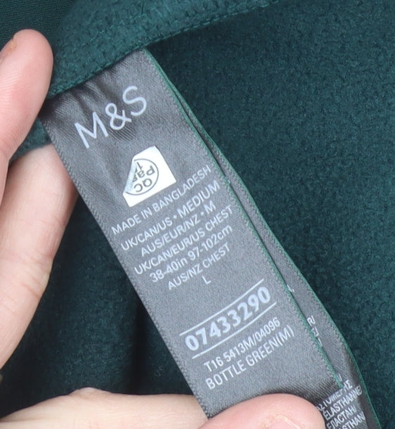 Marks and Spencer Men’s Green Hooded Softshell Jacket M 38-40" Regular Zip
