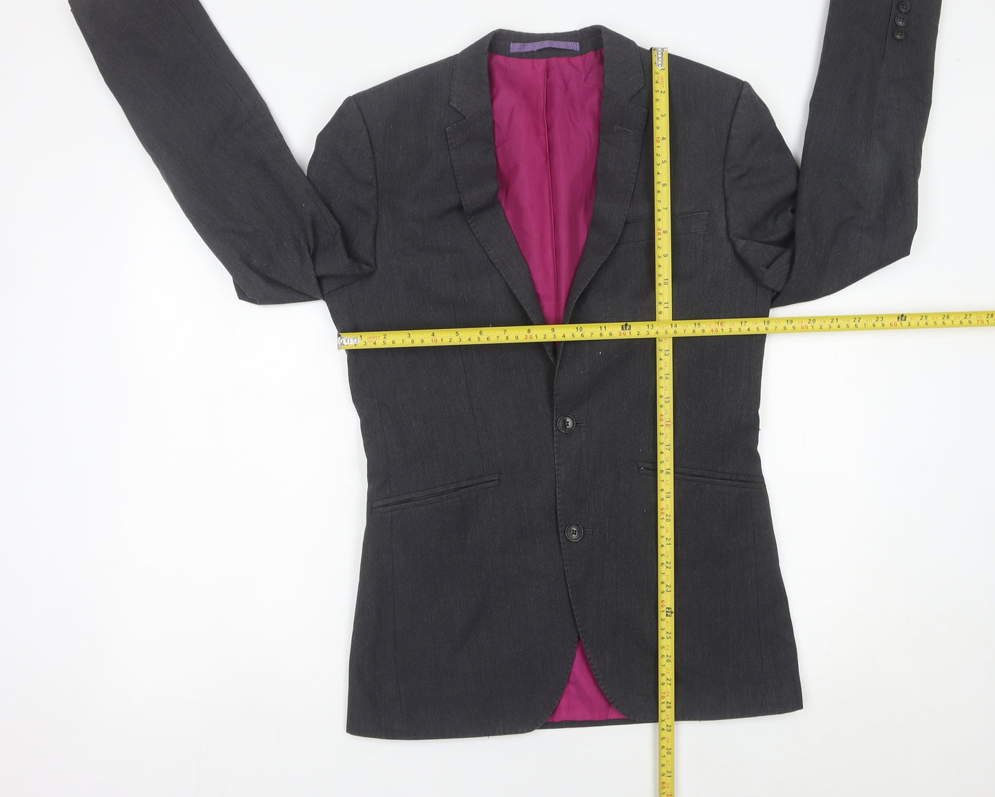 Marks and Spencer Men’s Grey 36R Long Blazer Jacket Single Breasted
