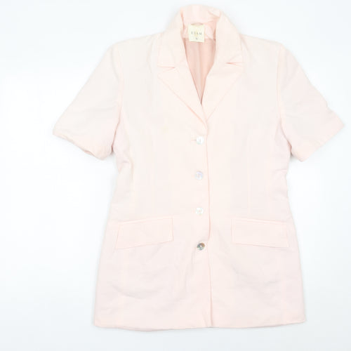 Etam Women’s Pink Size 12 Short Sleeve Suit Jacket Blazer Workwear