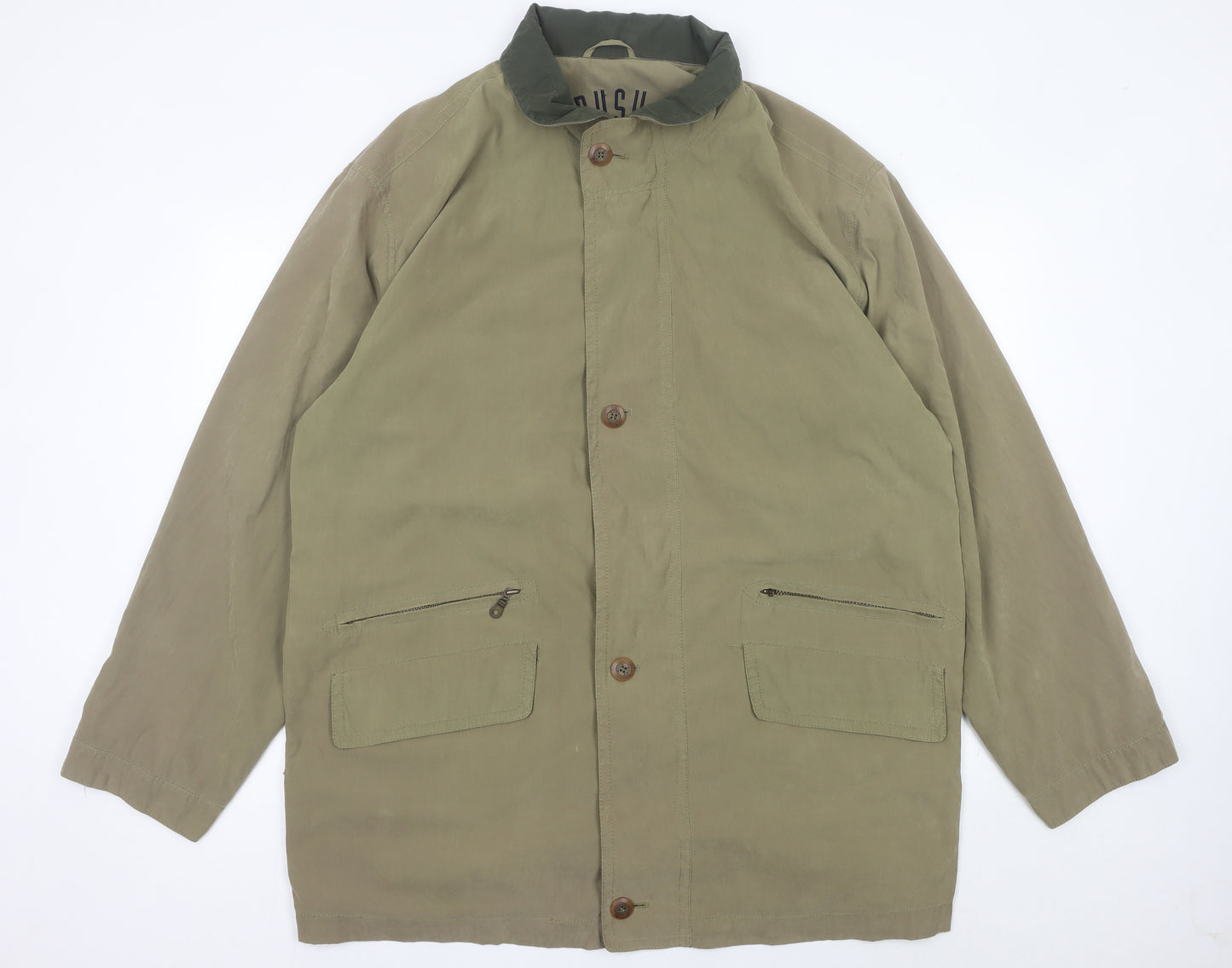 Bush Mens Green Mid-Length Overcoat Jacket Size 44 Regular