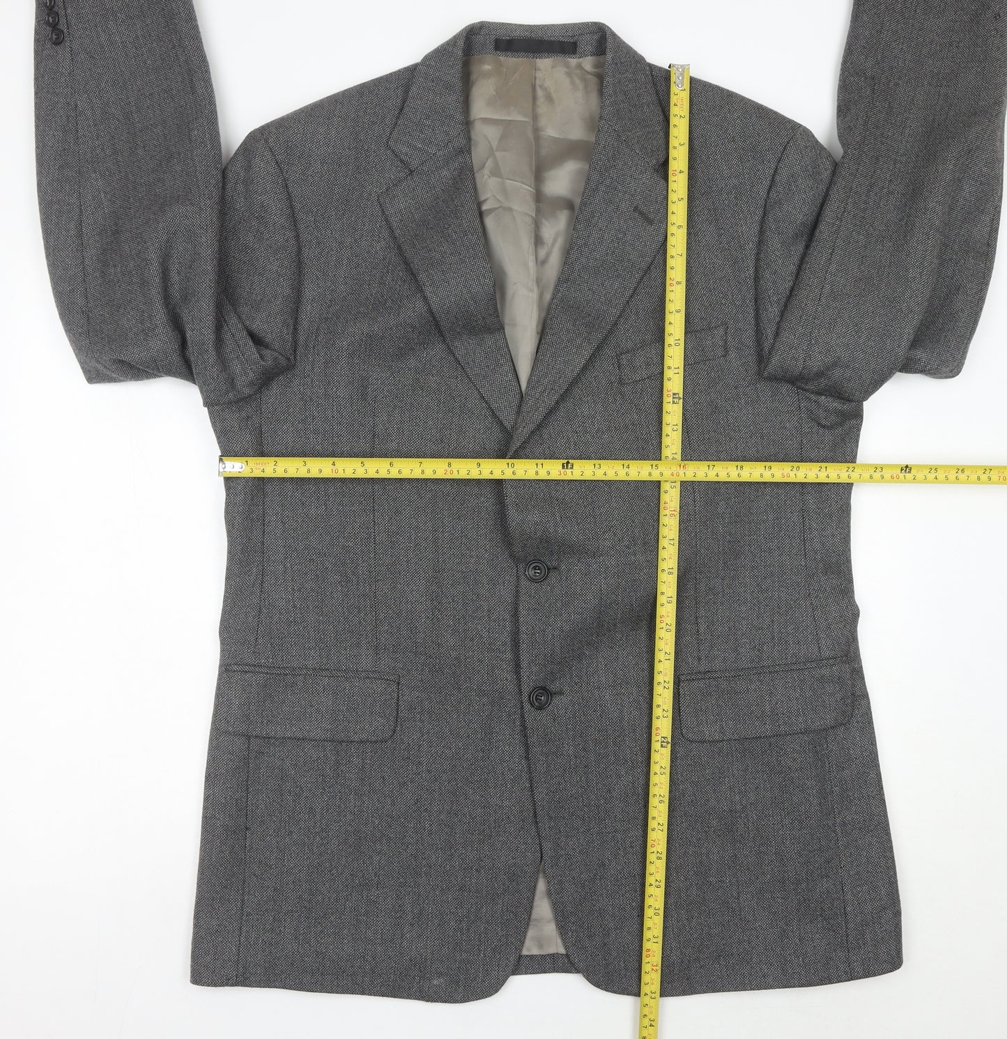 Marks and Spencer Men's Grey Wool Blazer Jacket 44L Regular Fit