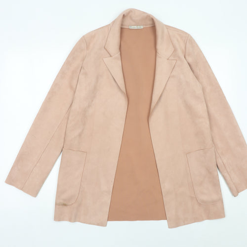 Zara Women Beige XS Blazer Mid-Length Single-Breasted