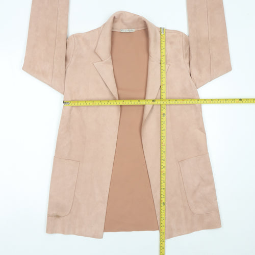 Zara Women Beige XS Blazer Mid-Length Single-Breasted