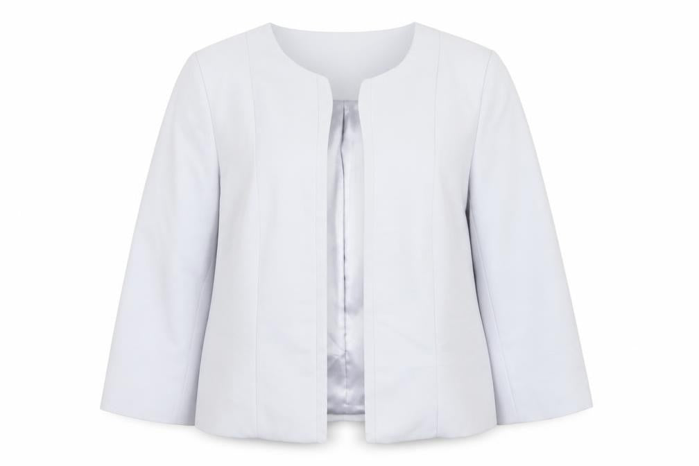 Front view of M&Co Women’s Grey Blazer Jacket, size UK 12, Regular Lined Workwear