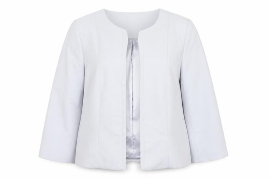 Front view of M&Co Women’s Grey Blazer Jacket, size UK 12, Regular Lined Workwear