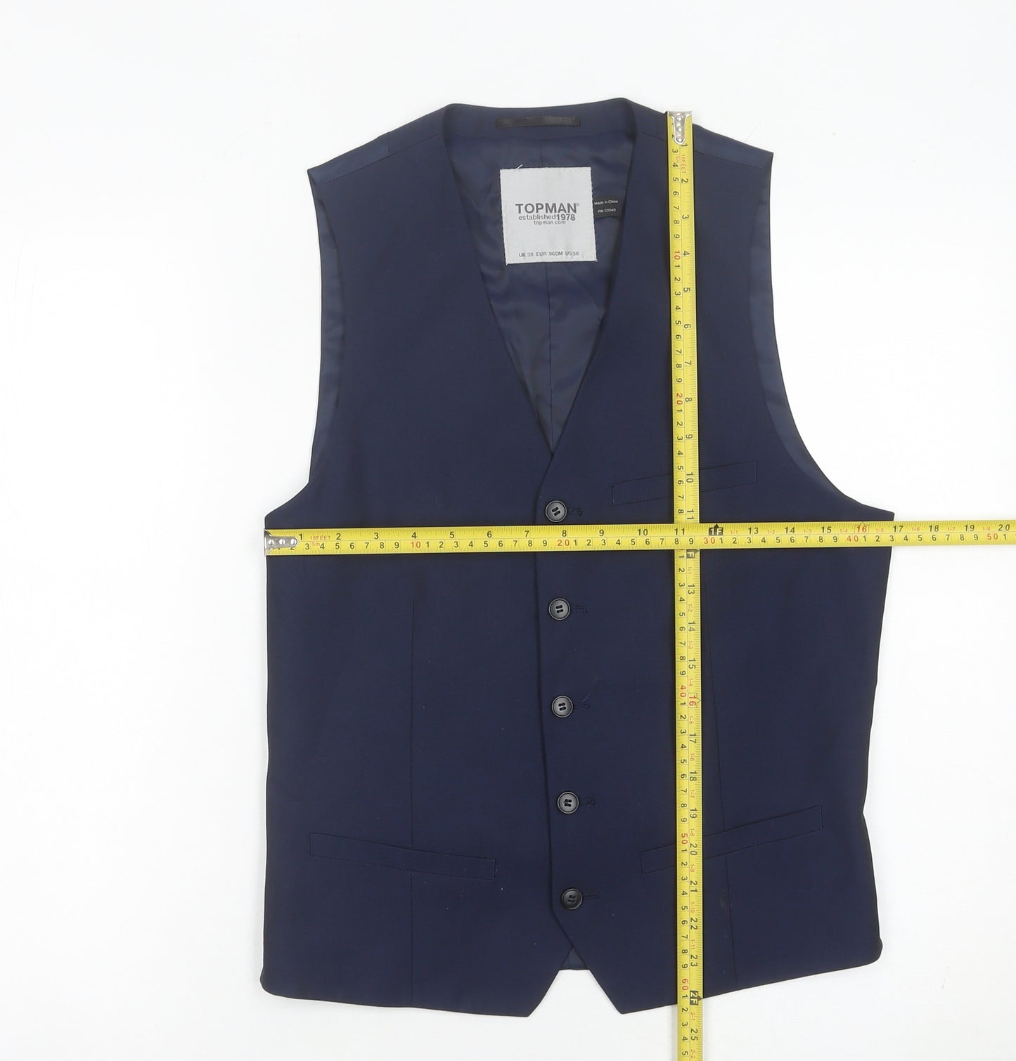 Topman Men’s Blue Suit Waistcoat Size 38 Chest Classic Formal