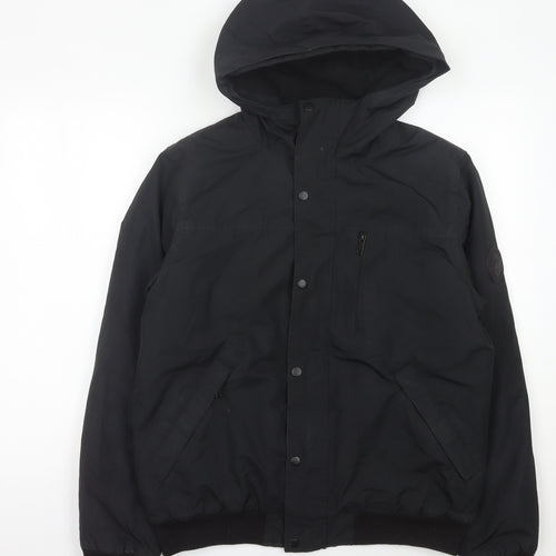 Primark Men’s Black Bomber Jacket Hooded Size M Polyester Casual