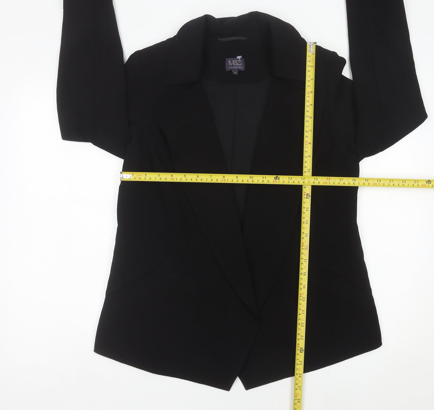 Marks and Spencer Womens Black Size 12 Regular Fit Blazer Jacket