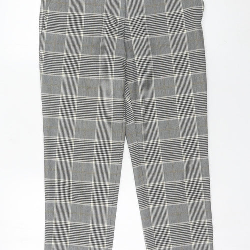 H&M Womens Grey Check Slim Chino Trousers Size 8 Workwear