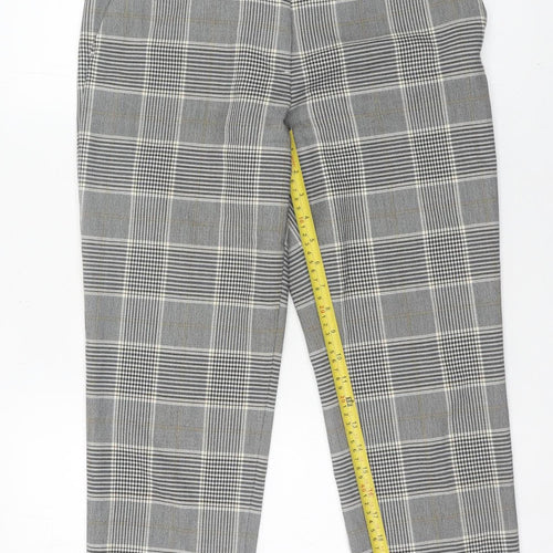 H&M Womens Grey Check Slim Chino Trousers Size 8 Workwear
