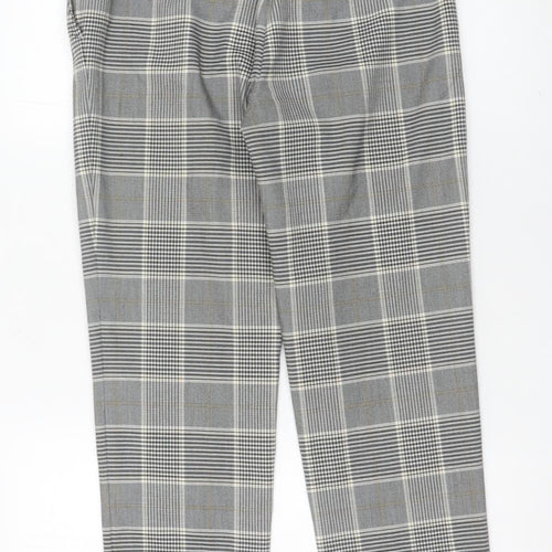 H&M Womens Grey Check Slim Chino Trousers Size 8 Workwear