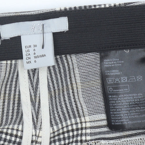 H&M Womens Grey Check Slim Chino Trousers Size 8 Workwear
