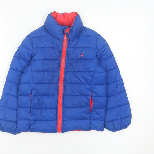 Joules Boys Blue Puffer Jacket Size 4 Years Full Zip Winter Coat