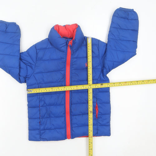 Joules Boys Blue Puffer Jacket Size 4 Years Full Zip Winter Coat