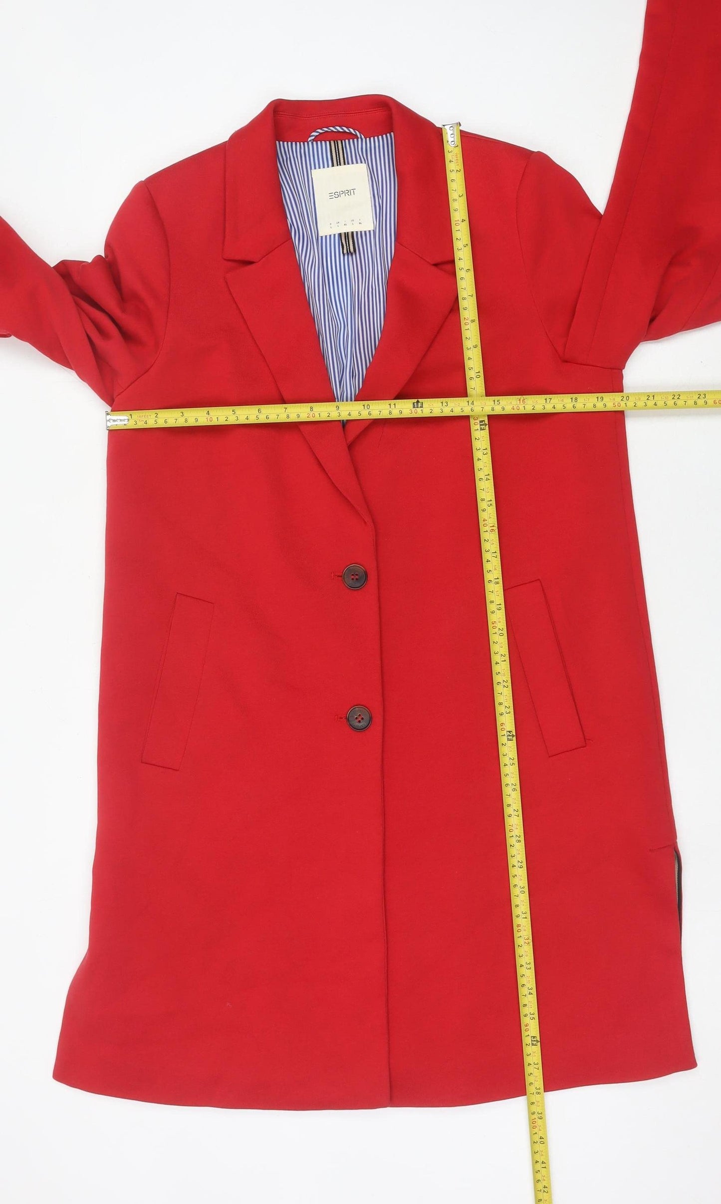 Esprit Womens Red Cotton Blend Blazer Jacket Size L