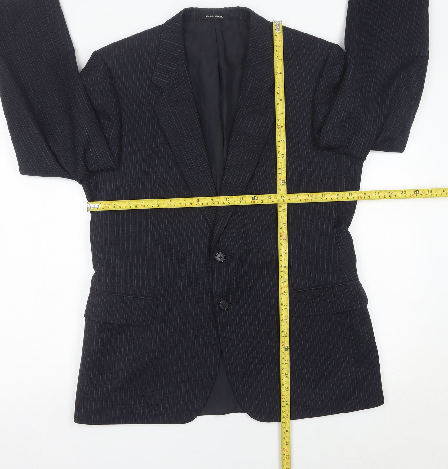 Marks and Spencer St Michael Men’s Blue Pinstripe Wool Blend Blazer 40 Short