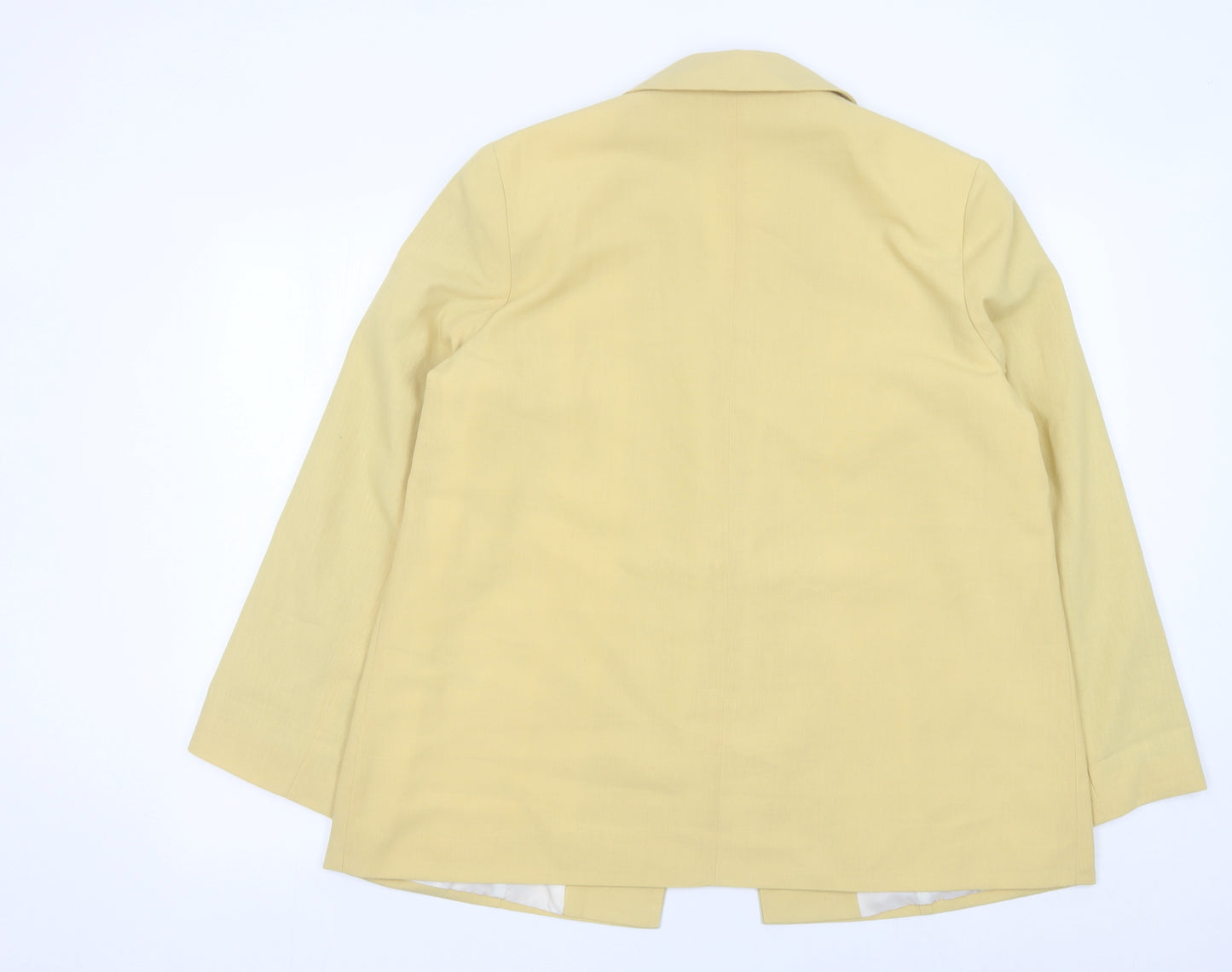 Primark Women Yellow Polyester Blazer Jacket Size L Regular Fit