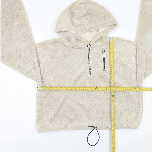 Topshop Women’s Beige Fleece Hoodie UK 8 Pullover Long Sleeve